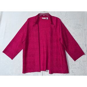 Chico's Women's Pink Open Front Cardigan Standard Size XL 3/4 Sleeve Sweater
